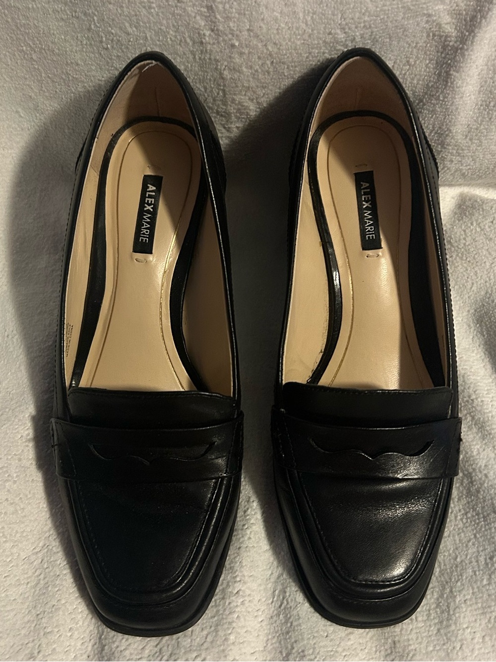 Alex Marie Black Leather Penny Loafers